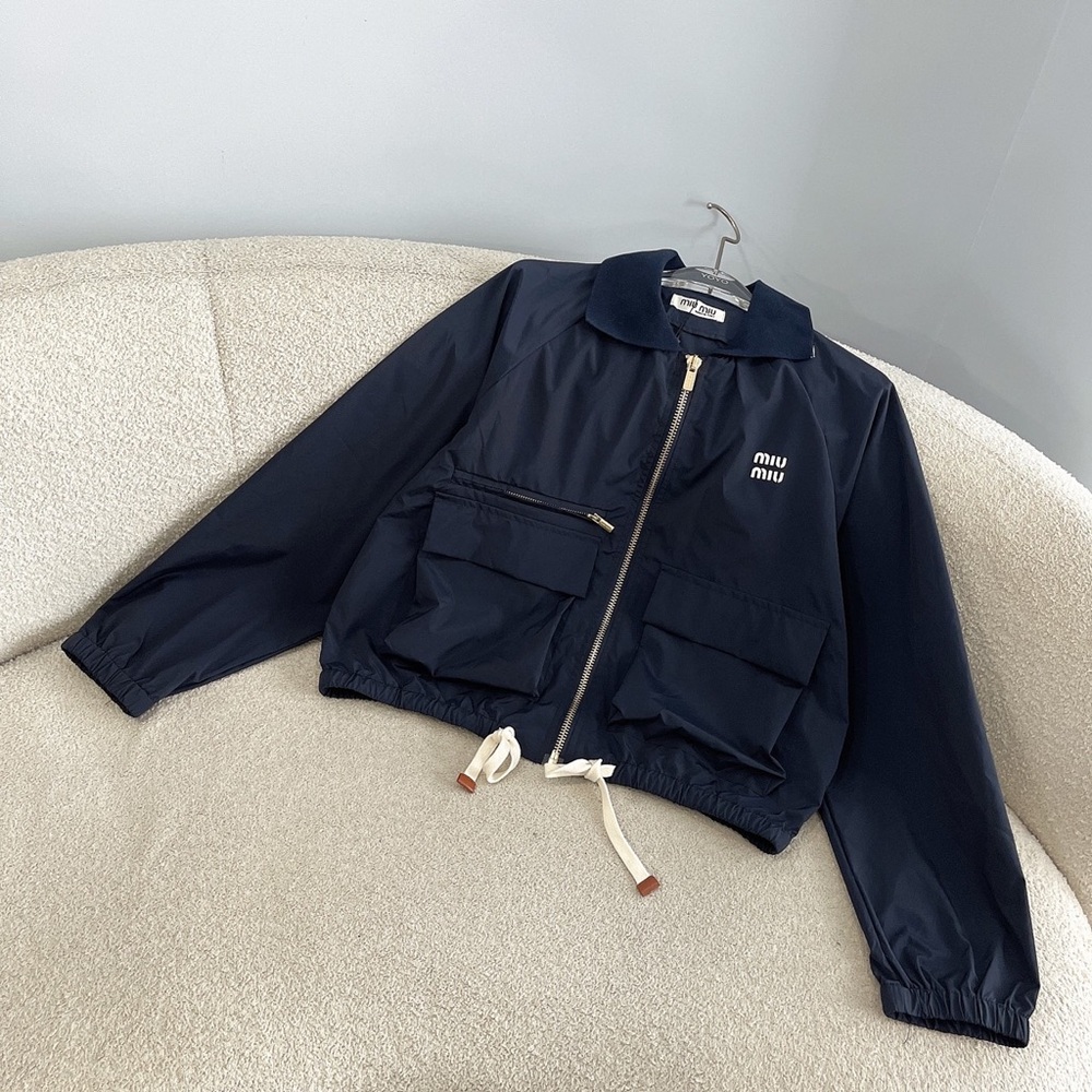 Miu Miu workwear jacket, trousers with low waist pockets, and short skirt set - Picture 3 of 8